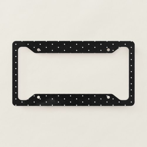  Preppy Black and White Tiny Polka Dots Pattern License Plate Frame