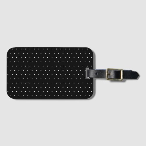  Preppy Black and White Tiny Polka Dots Pattern Luggage Tag