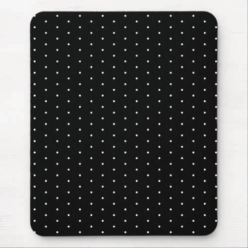  Preppy Black and White Tiny Polka Dots Pattern Mouse Pad