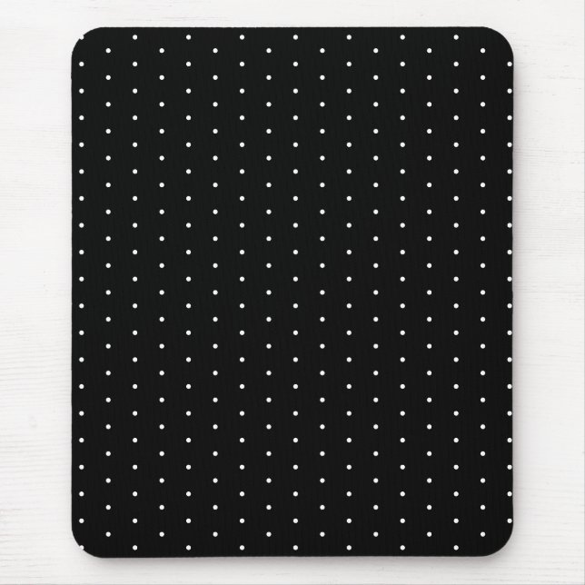  Preppy Black and White Tiny Polka Dots Pattern Mouse Pad (Front)