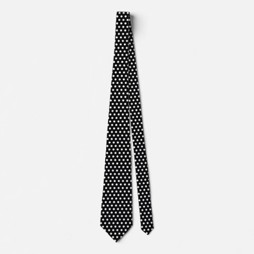  Preppy Black and White Tiny Polka Dots Pattern Neck Tie