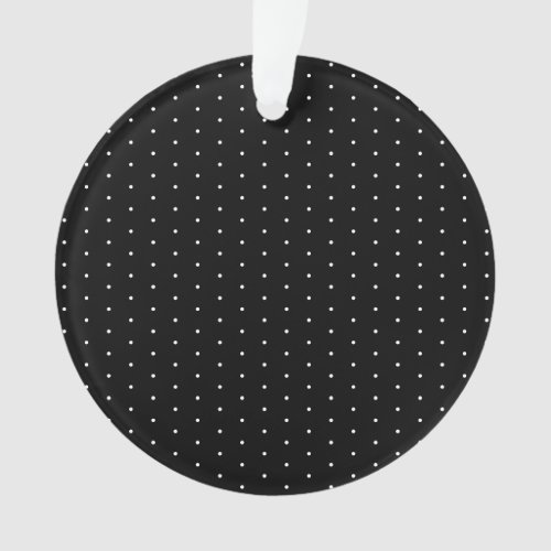  Preppy Black and White Tiny Polka Dots Pattern Ornament