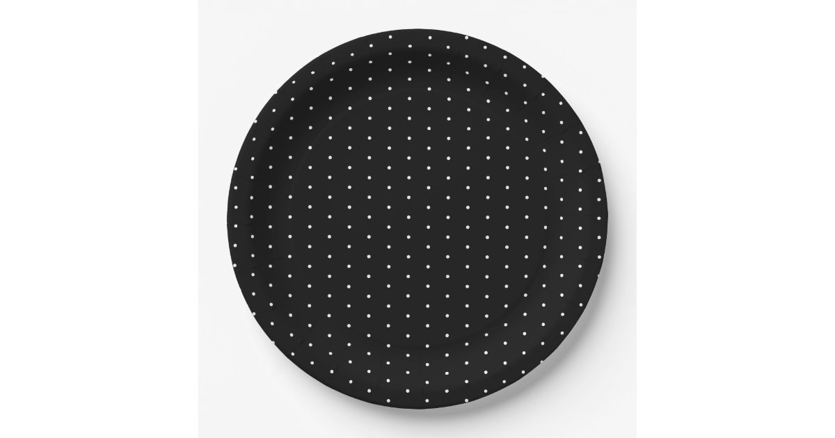 Preppy Black and White Tiny Polka Dots Pattern Paper Plates Zazzle