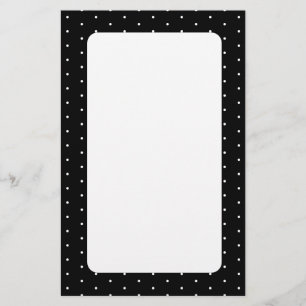 Preppy Black and White Tiny Polka Dots Pattern Stationery