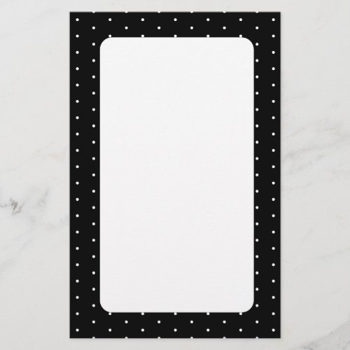  Preppy Black and White Tiny Polka Dots Pattern Stationery