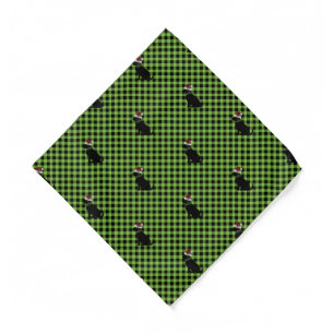 Preppy Black Lab Christmas Pattern Green Gingham Bandana