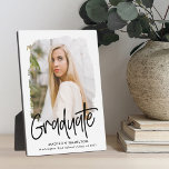 Preppy Black Script Graduation Photo Plaque<br><div class="desc">Celebrate your graduate's achievement with a custom graduation photo keepsake. The plaque features the graduate's photo inside of a white textured mask frame with "Graduate" in a black handwritten script. Personalize the graduation photo plaque by adding the graduate's name,  school,  and graduation year.</div>