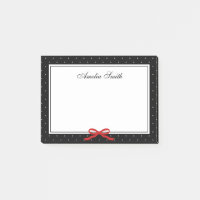 Preppy Black with White Polka Dot Red Ribbon Post-it Notes