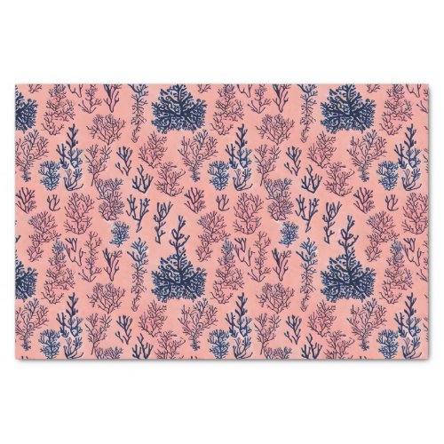 Preppy Blue And Coral Pattern Tissue Paper