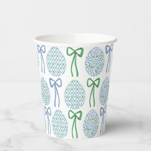 Preppy Blue and Green Easter Bows and Eggs Paper Cups