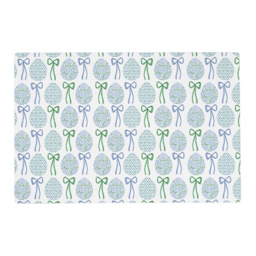 Preppy Blue and Green Easter Bows and Eggs Placemat