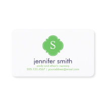 Preppy Blue and Green Monogrammed Calling Card