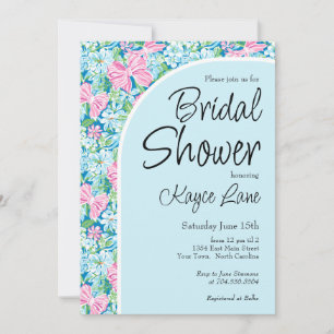 Preppy Blue and Pink Bridal Shower invitation