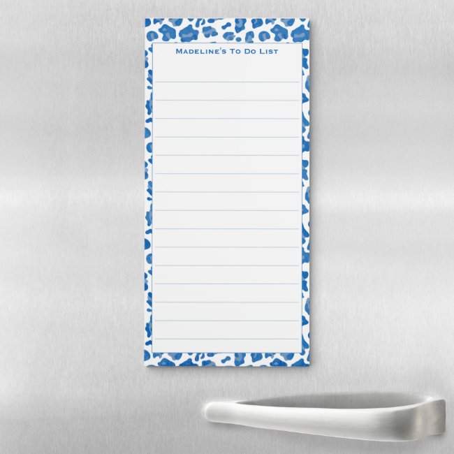 Preppy Blue And White Animal Print To-Do List Magnetic Notepad