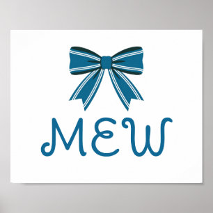 Preppy Blue and White Bow Monogram Poster