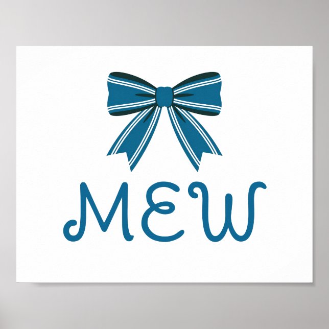 Preppy Blue and White Bow Monogram Poster (Front)