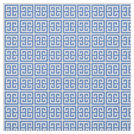 Preppy Blue And White Custom Color Greek Key Fabric