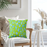 Preppy Blue and White Seashells / Coastal Lime