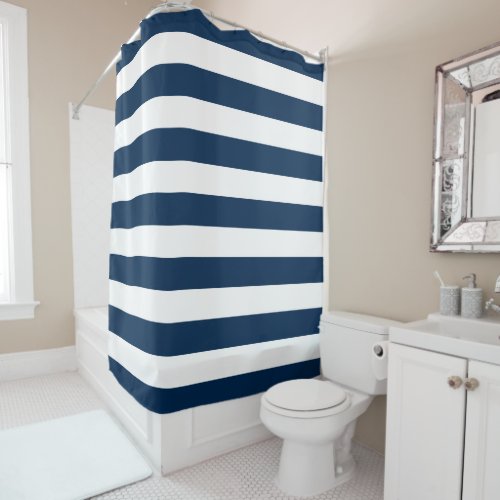 Preppy Blue and White Stripes Shower Curtain