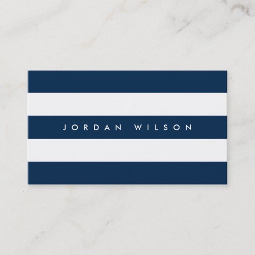 Preppy Blue and White Stripes with Turquoise Business Card
