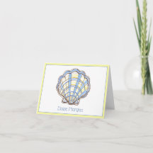 Preppy Blue and Yellow Plaid Scallop Seashell