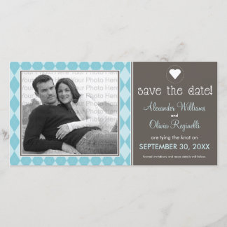 Preppy Blue Argyle Save the Date Announcement