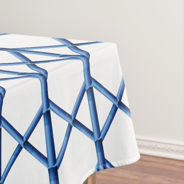 Preppy Blue Bamboo Trellis | Elegant Chinoiserie Tablecloth (In Situ)