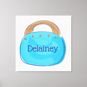 Preppy Blue Bermuda Bag Personalized / Wall  Canvas Print