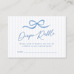Preppy Blue Bow Baby Diaper Raffle Enclosure Card