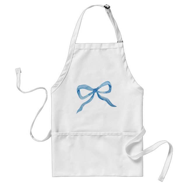 Preppy blue bow grandmillenial adult apron (Front)