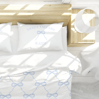 Preppy Blue Bow Sweet Dreams Accent Pillow