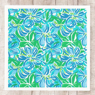 Preppy Blue Floral / Elegant Flower Party Napkins
