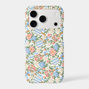 Preppy Blue Floral Pickleball Player Gift iPhone 17 Pro Case