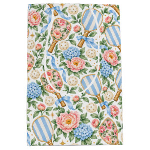 Preppy Blue Floral Pickleball Player Gift Medium Gift Bag