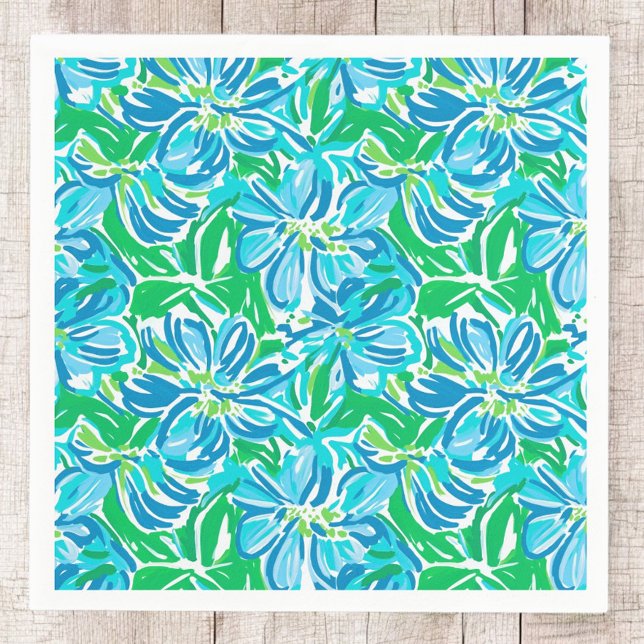 Preppy Blue Flowers Napkins (Creator Uploaded)