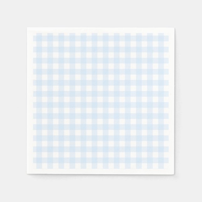 Preppy Blue Gingham Birthday Party Napkins (Front)