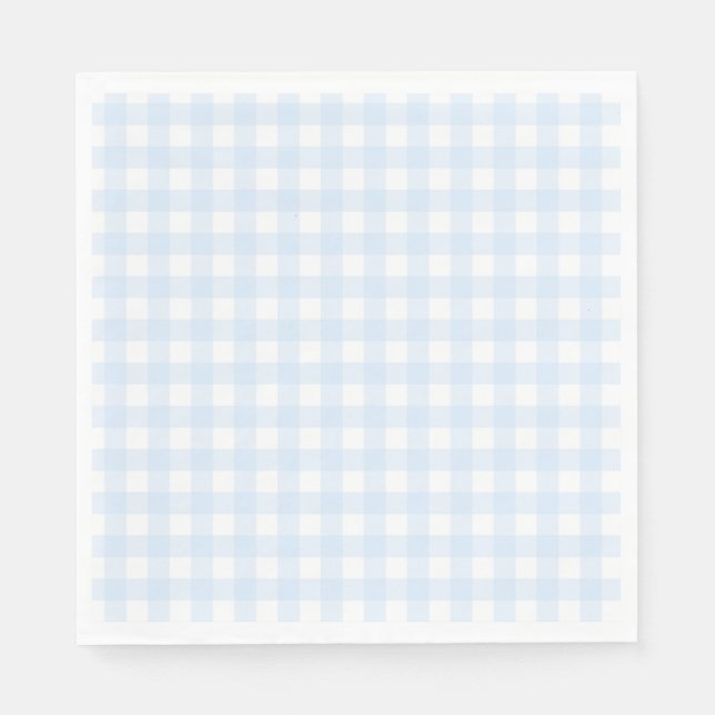 Preppy Blue Gingham Birthday Party Napkins (Front)