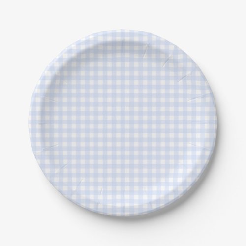 Preppy Blue Gingham Birthday Party Paper Plates
