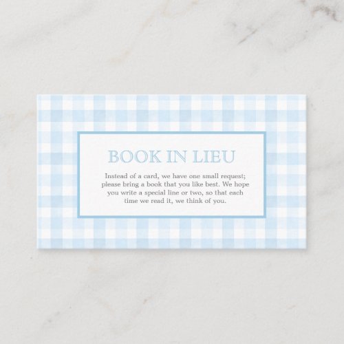 Preppy Blue Gingham Crest Book Insert