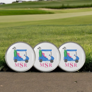 Preppy Blue Golf Cart Monogram Ball Marker