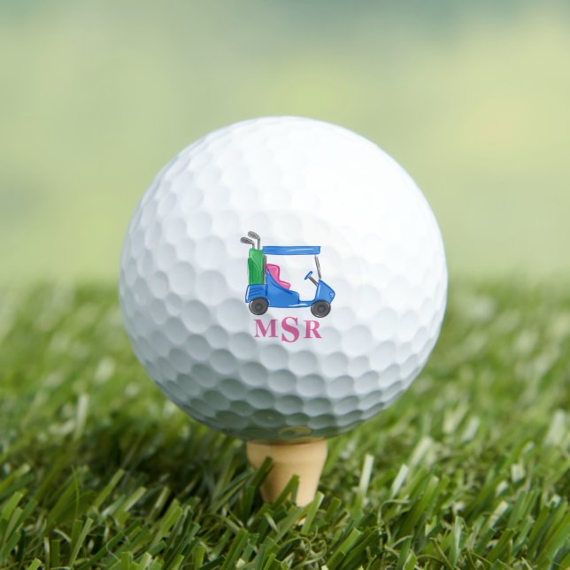 Preppy Blue Golf Cart Monogram Balls (Insitu Tee)