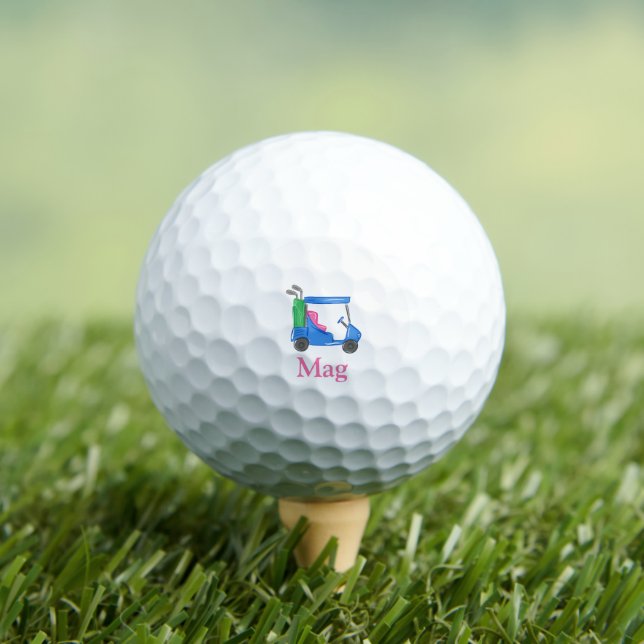 Preppy Blue Golf Cart Personalized Golf Balls (Insitu Tee)