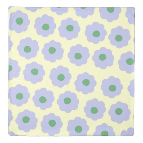 Preppy Blue Green Cute Hippie Flower Pattern Duvet Cover