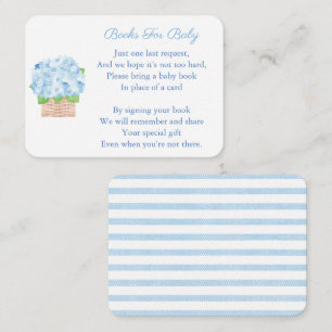 Preppy Blue Hydrangea Baby Boy Shower Bring A Book Enclosure Card