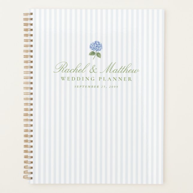 Preppy Blue Hydrangea Wedding Planner (Front)