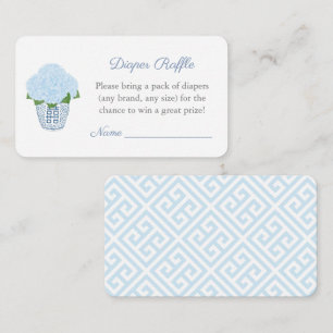 Preppy Blue Hydrangeas Diaper Raffle Baby Shower Enclosure Card