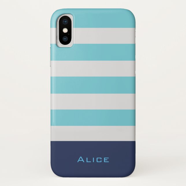 Preppy Blue Monogram iPhone Case (Back)