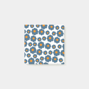 Preppy Blue Orange Hippie Flower Pattern Post-it Notes
