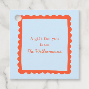 Preppy Blue Orange Whimsical Border Gift From Favor Tags