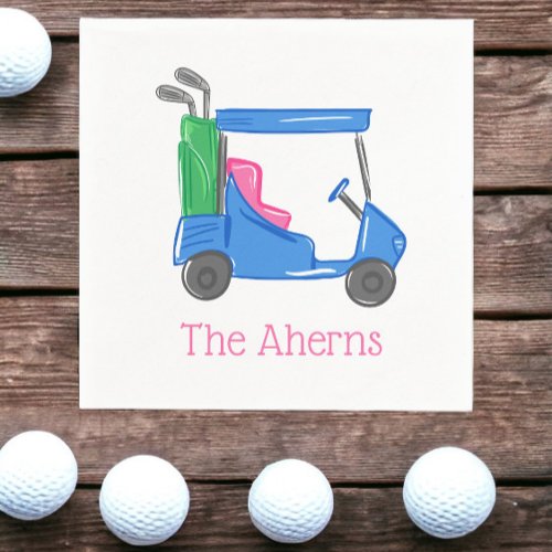 Preppy Blue Personalized Golf Cart Napkins